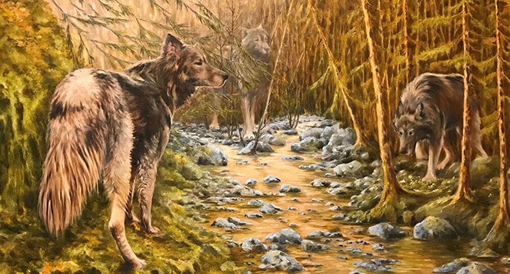 "Guardians of the Forest" | Wolf Painting by Wilderness & Adventure Artist, Debbie Lund